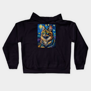 The Maine Coon Cat in starry night Kids Hoodie